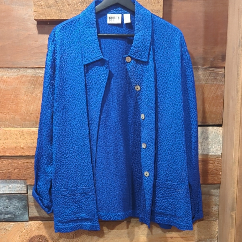 Chico's Blue Textured Women's Jacket